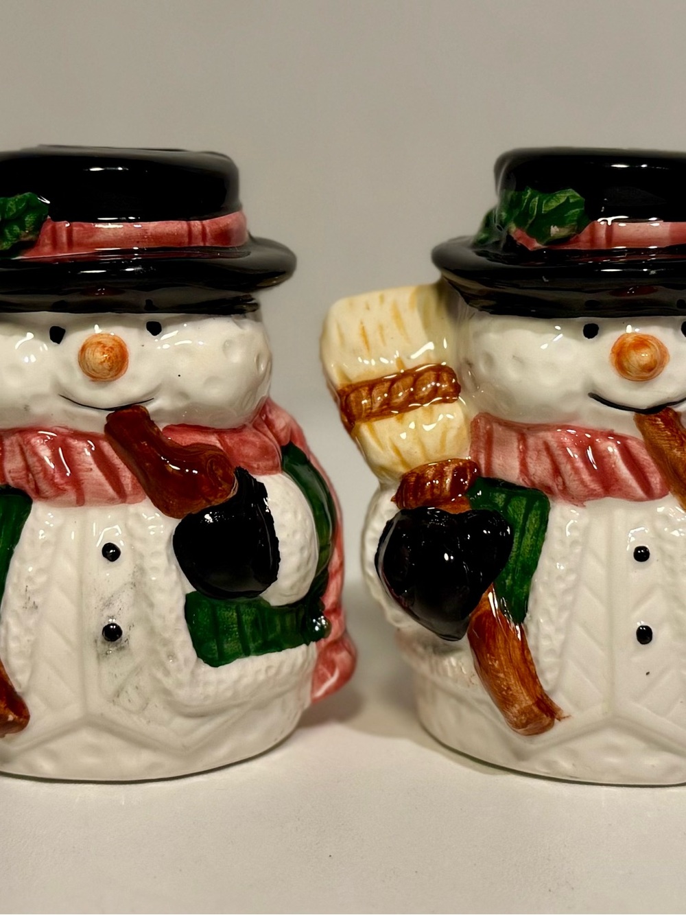 Vintage Christmas Snowman Candleholders - Set of 2 with Original Box